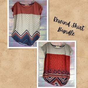 Rewind Women's Tops in Red and Gray